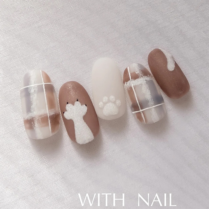 ⑤可愛くてほっこり♡猫×ブランケットネイル