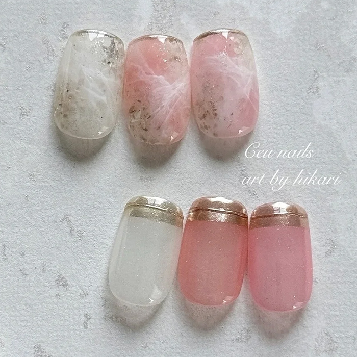 ②大人上品に決める♪ミラーフレンチ＆ニュアンスネイル