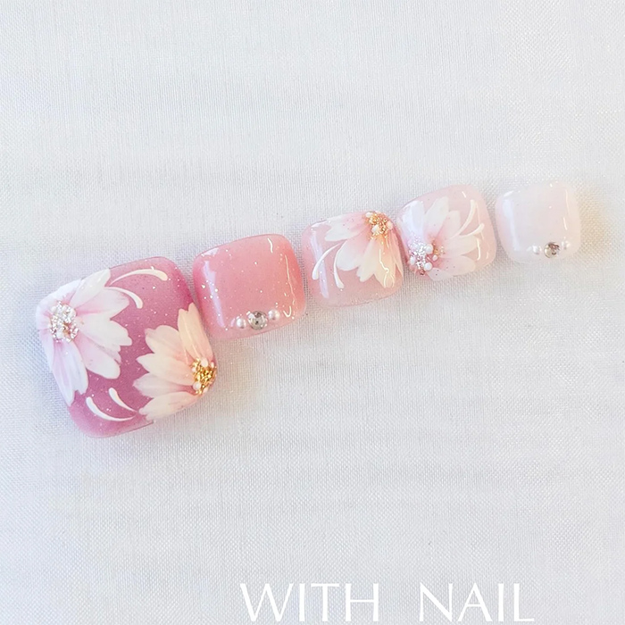 ⑮春を先取り♪フラワーフットネイル