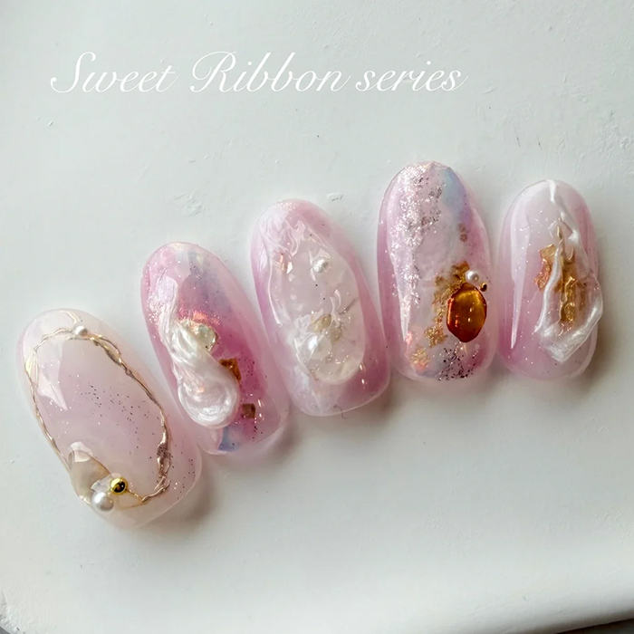 ⑮まるで天然石☆ぷっくりニュアンスネイル