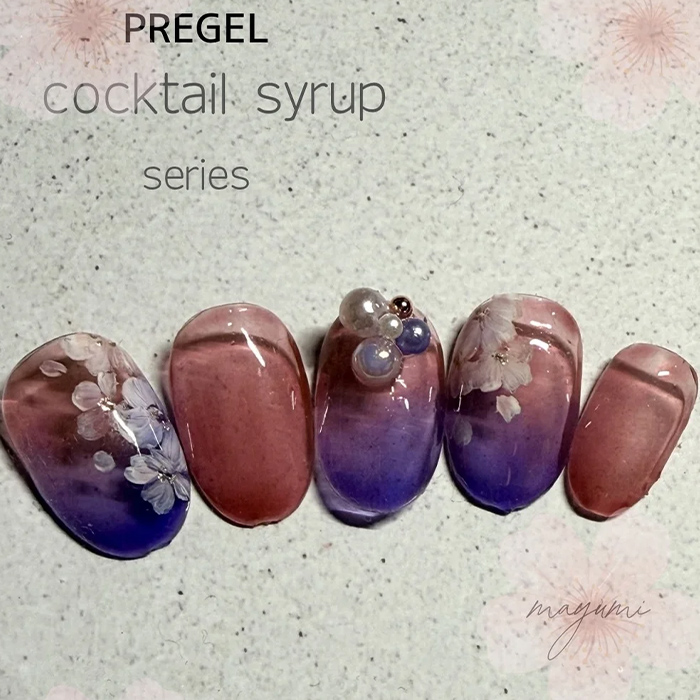 ④春の季節感を楽しむ◎夜桜×グラデーションネイル