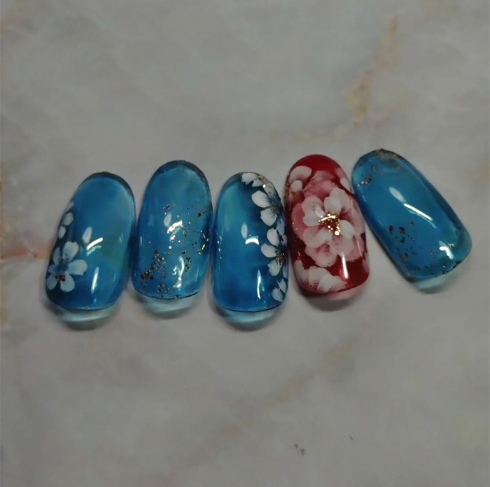 ⑪コントラストを楽しむ☆桜のオケージョンネイル